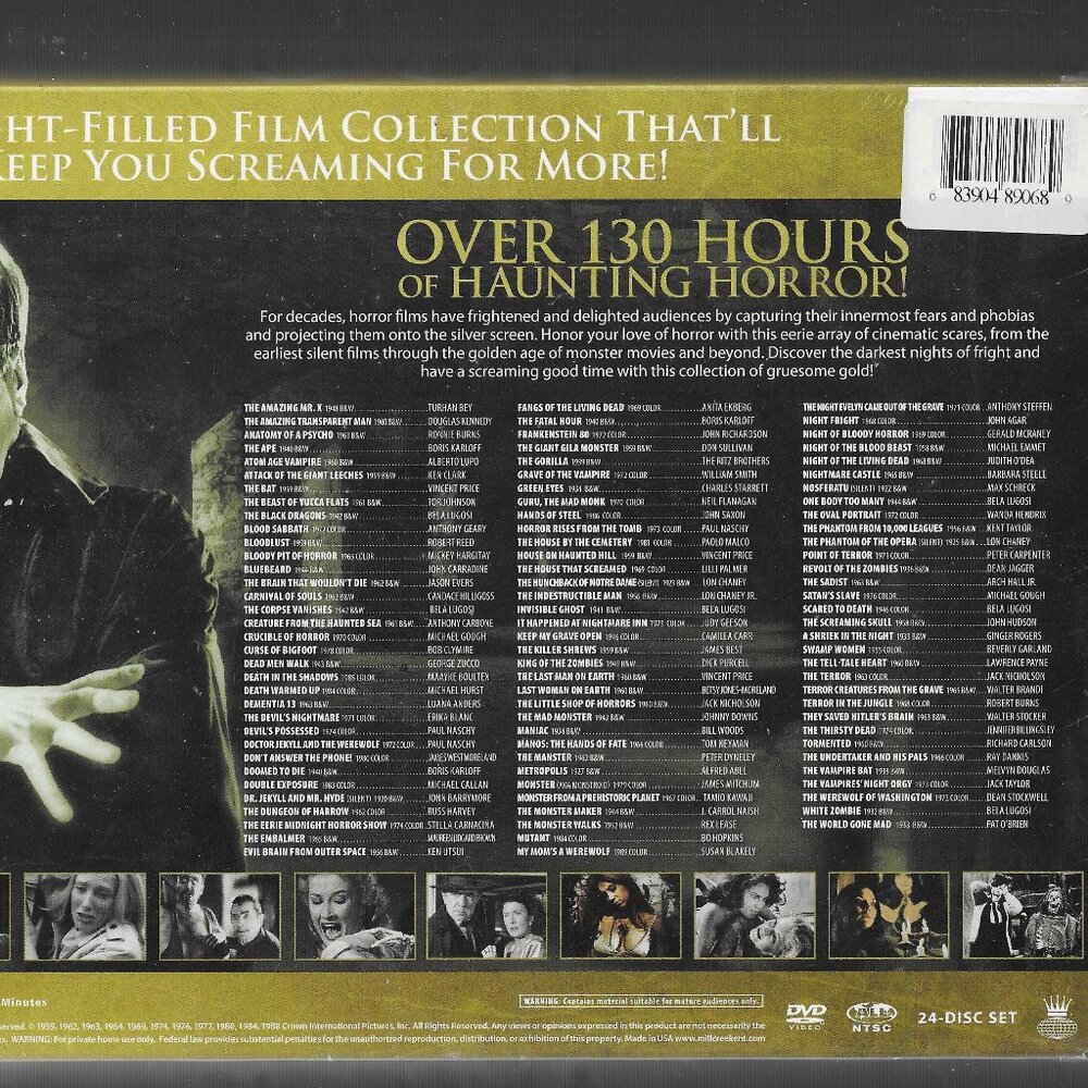 24 Disc Collection of Greatest Horror Movies NWT